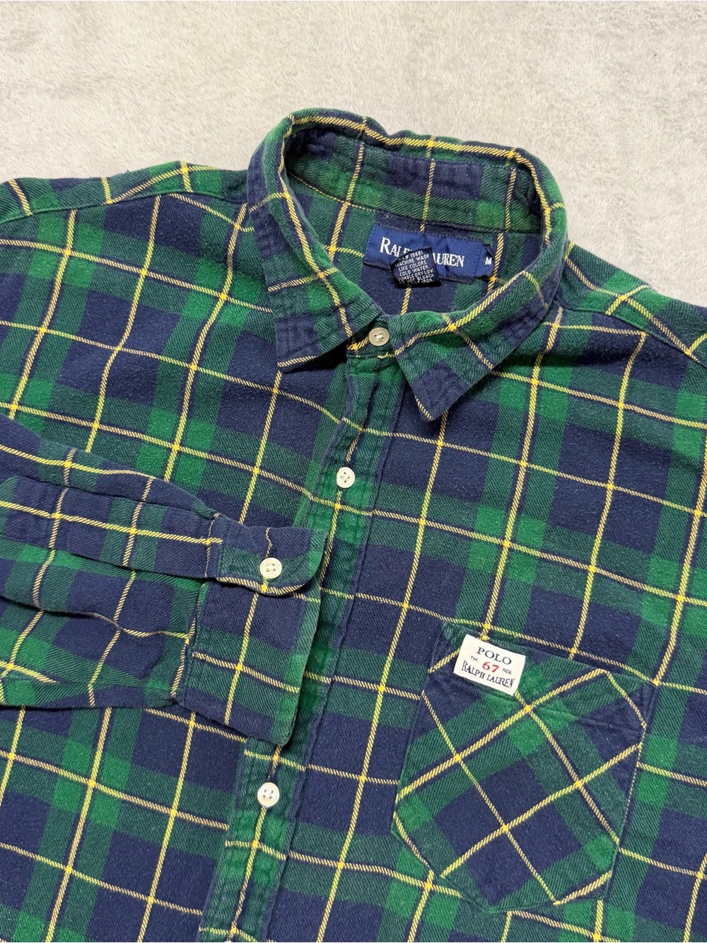 Ralph Lauren Long Sleeve Button Down Oxford Shirt Plaid Cotton Boys Medium